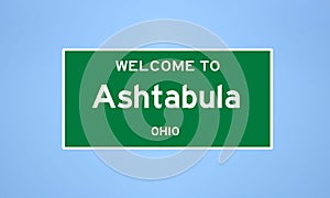 Ashtabula, Ohio city limit sign. Town sign from the USA.