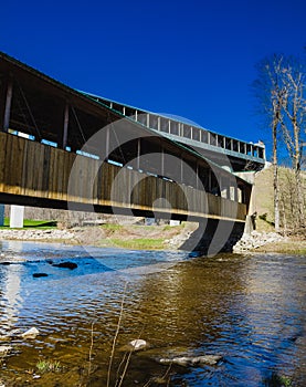 Ashtabula, Ohio, USA - 4-16-22:  A view of the Riverview and Smolen-Gulf Covered Bridges