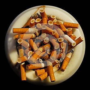 Ashtray with cigarette butts