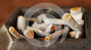 Ashtray with stump of cigarettes