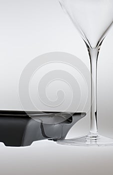 Ashtray and wine glass