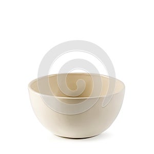 White ceramic plate isolated on a white background.