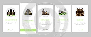 Asia Building And Land Scape onboarding icons set vector photo