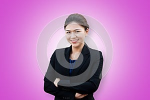 Asia business woman crossed arms portrait