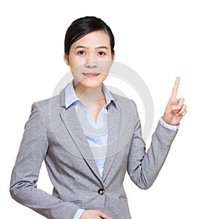 Asia business woman finger point out