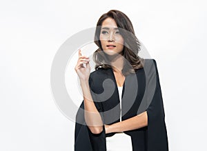 Asia business woman holding credit card on hand
