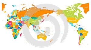 Asia Center World Map Color