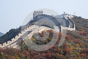 Asia China, Beijing, badaling national forest park, the Great Wall, red leaves photo