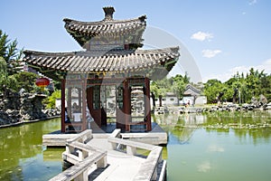 Asia China, Beijing, Grand View Garden, landscape architecture, Qin Fang Pavilion Bridge