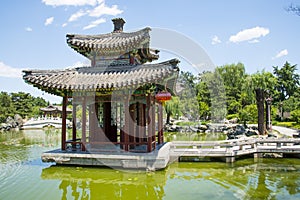 Asia China, Beijing, Grand View Garden, landscape architecture, Qin Fang Pavilion Bridge