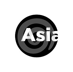 Asia continent typography on black round. Asia continent lettering