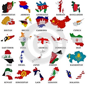 Asia countries flag maps Part 1