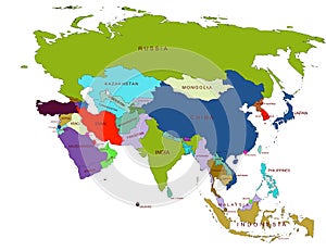 Asia Country Map with Country Name