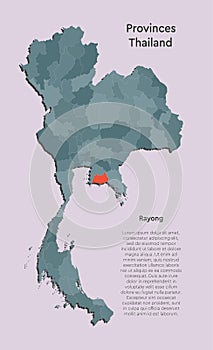 Asia country Thailand map and province Rayong