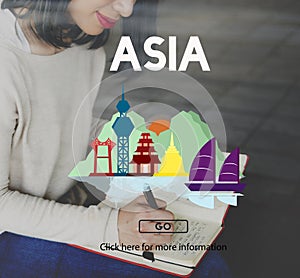 Asia East Continent Informative Culture Graphic Concept