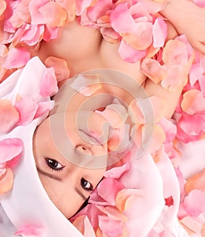 Asia girl in flower photo