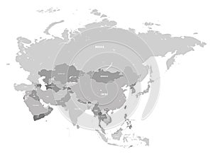 Asia grey vector map photo