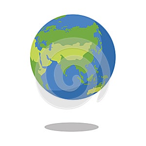 Asia isolated on white background Flat planet Earth icon Vector illustration.