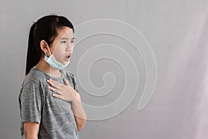 Asia little girl wearing hygienic mask to prevent the virus, PM2.5, Coronavirus, 2019-nCoV.