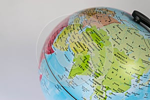 Asia map on a globe with white background.