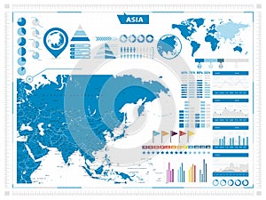Asia map and infograpchic elements