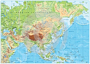 Asia physical map