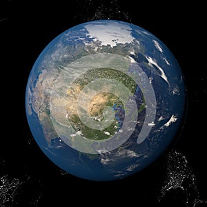 Asia seen from space 3d illustration