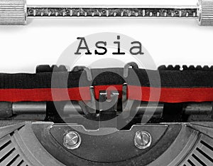 Asia text writen with an old vintage typewriter