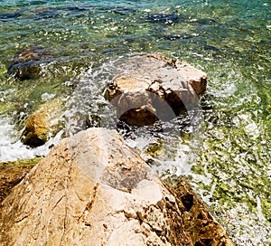 asia in thurkey antalya lycia way water rocks and sky near the n