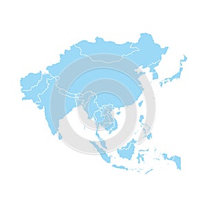 Asia vector map southeast country, Asian east continent icon silhouette china malaysia japan