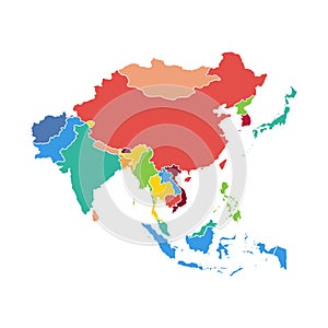 Asia vector map southeast country, Asian east continent icon silhouette china malaysia japan