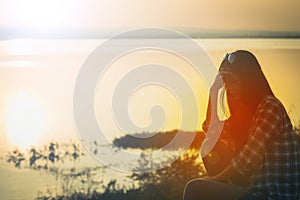 Asia woman sitting loneliness and sadness