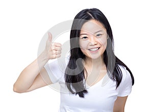 Asia woman thumb up