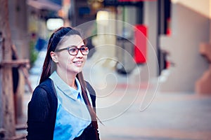 Asia women in free day relax at city