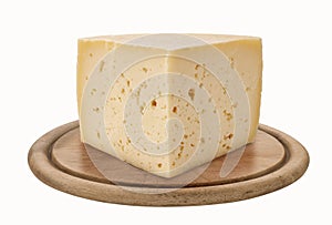 Asiago, Italian cheese on wooden plate