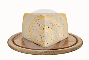 Asiago, Italian cheese on wooden plate