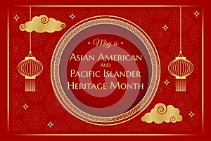 Asian American and Pacific Islander Heritage Month Horizontal Poster. May Month Celebration and Awareness. Vector Illustration.