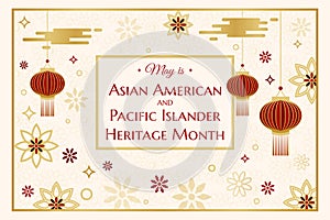 Asian American and Pacific Islander Heritage Month Horizontal Poster. May Month Celebration and Awareness. Vector Illustration.