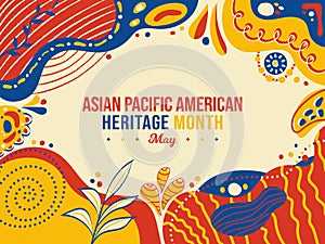 Asian American and Pacific Islander Heritage Month Memphis concept Background. May Awareness Celebration. Horizontal banner vector