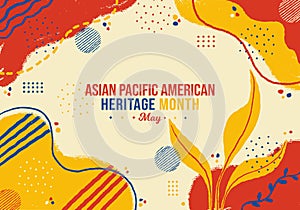 Asian American and Pacific Islander Heritage Month Memphis concept Background. May Awareness Celebration. Horizontal banner vector