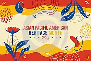 Asian American and Pacific Islander Heritage Month Memphis concept Background. May Awareness Celebration. Horizontal banner vector