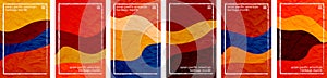 Asian American and Pacific Islander Heritage Month theme color tone, hues crushed paper vertical background frame. 6 set
