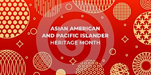 Asian American and Pacific Islander Heritage Month. Vector banner for social media, card, poster. Illustration with text, chinese