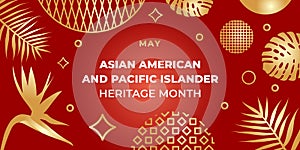 Asian American and Pacific Islander Heritage Month. Vector banner for social media, card, poster. Illustration with text, chinese