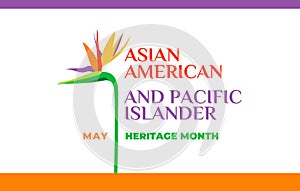 Asian American and Pacific Islander Heritage Month. Vector banner for social media, card, poster. Illustration with text, tropical