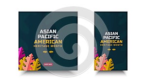 Asian American and Pacific Islander Heritage Month. Vector social media for ads, banner, card, poster, background