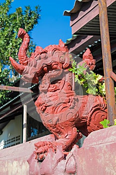 Asian animal guard statue in Thailand Wat