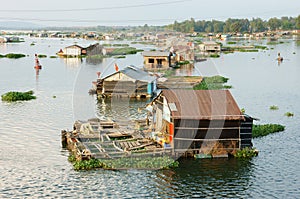 Asian aquaculture, La Nga river, floating house