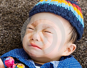 Asian baby boy crying