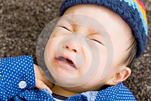 Asian baby boy crying